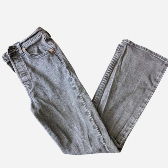 Levi's Premium Ribcage Bootcut Black Wash Jeans 25" W Western Minimal Neutral - Picture 3 of 15